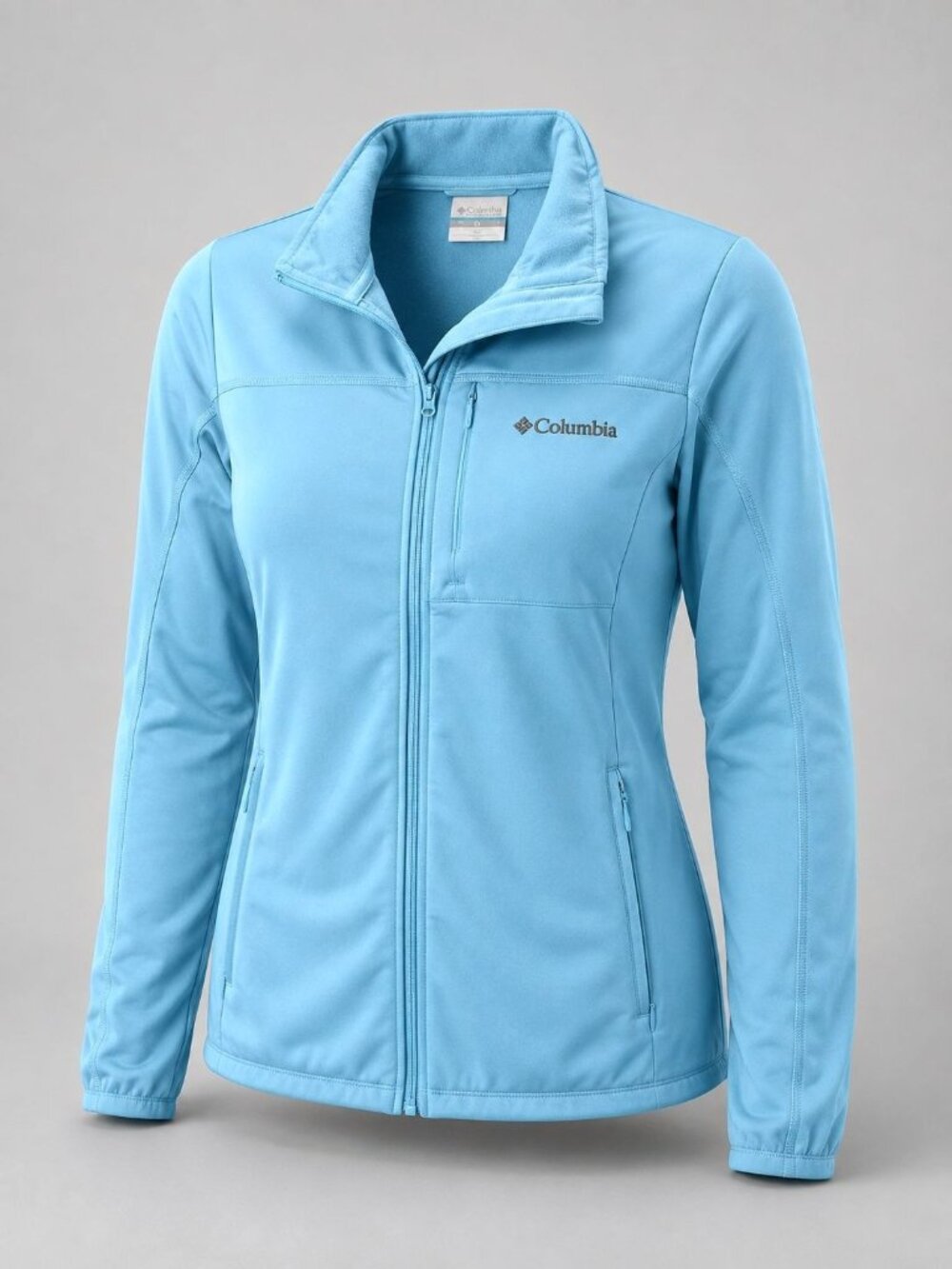 Columbia Womens XS Soft Shell Jacket Light Blue Full Zip Fleece Lined Outdoor